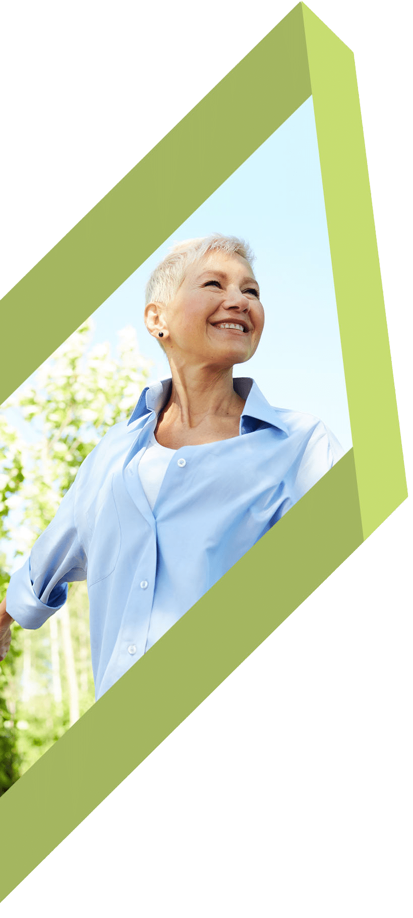 Mature and healthy woman looking up at the sky