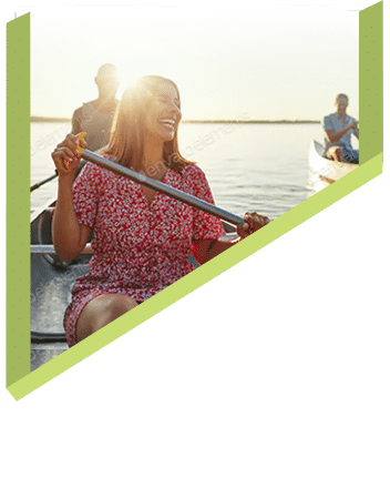 Woman with group out kayaking