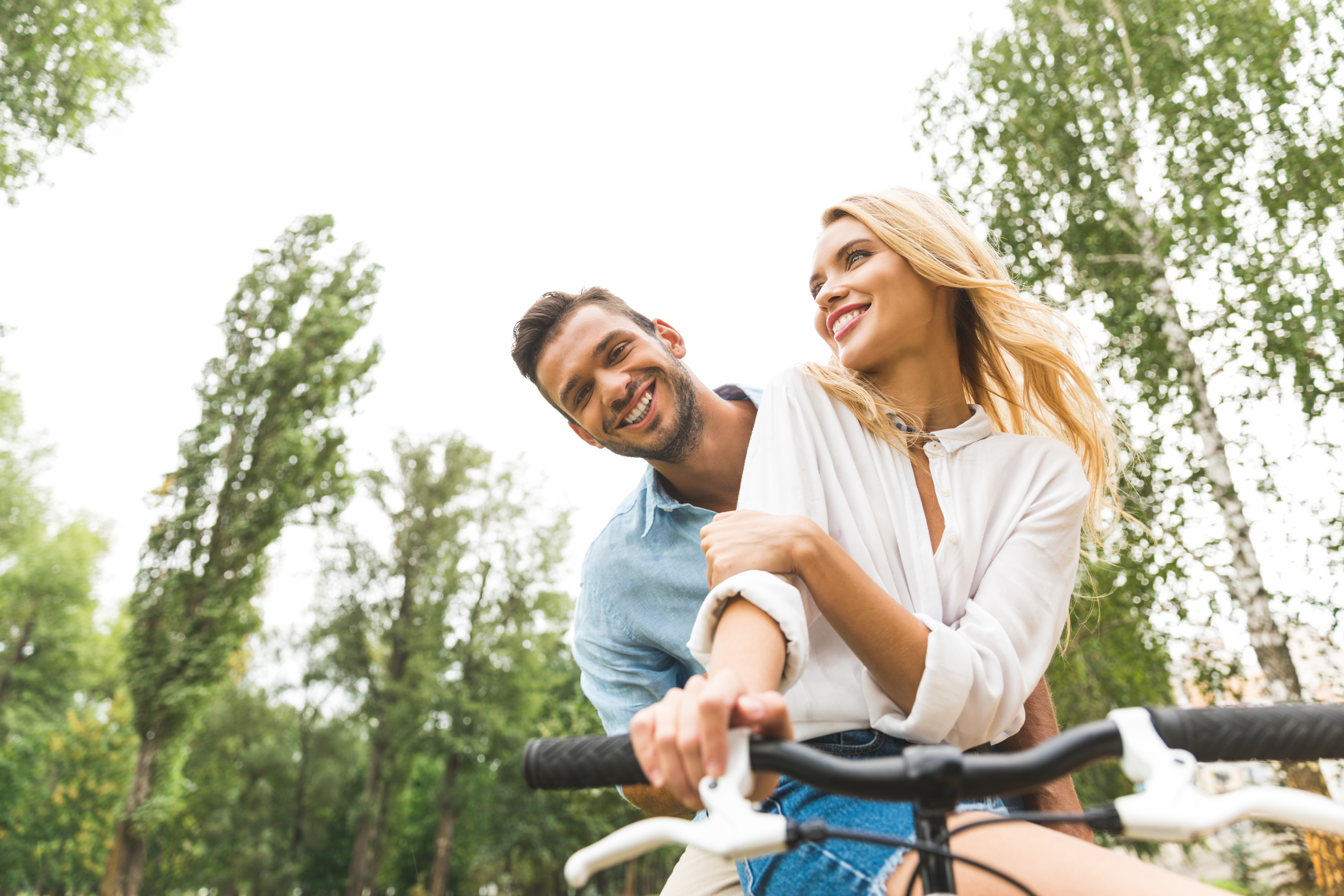 Couple out on a bike ride together